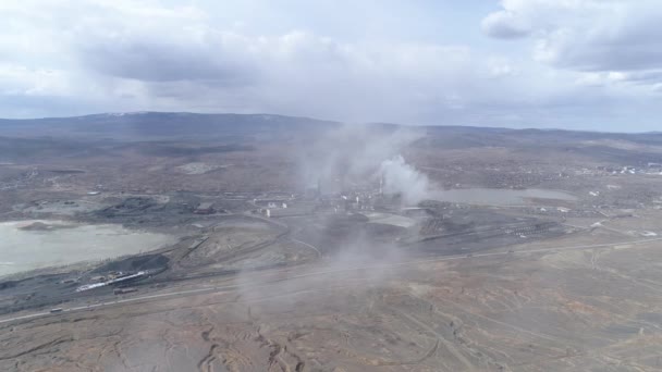 Vista Aérea Planta Cobre Ciudad Karabash Alrededor Del Área Contaminada — Vídeo de stock