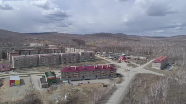 Luchtfoto Van Karabash Stad Met Drie Verdiepingen Vijf Verdiepingen Tellende — Stockvideo