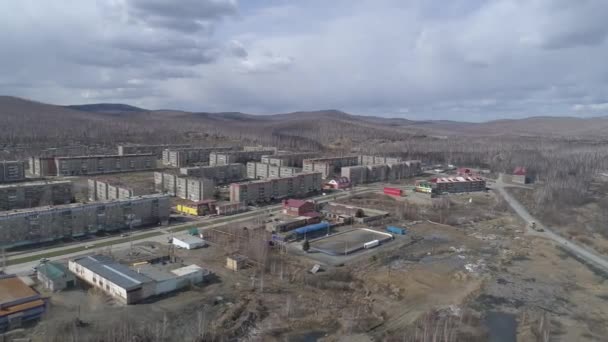 Vista Aérea Ciudad Karabash Con Casas Tres Pisos Cinco Pisos — Vídeos de Stock