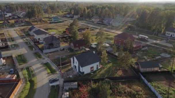 Aereo Drone Colpo Nuove Case Residenziali Moderne Nel Villaggio Cottage — Video Stock