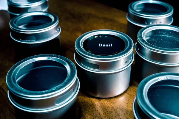 Paslanmaz metal etikel ile tencere baharat için gümüş