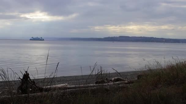 Puget Sound Fähre Der Ferne — Stockvideo