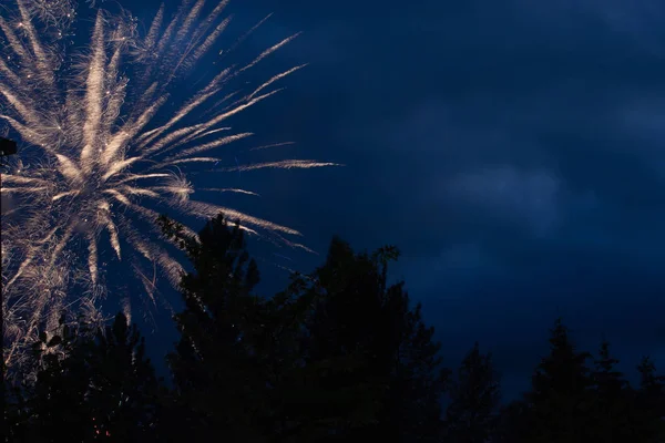 Firworks em um céu escuro para comemorar — Fotografia de Stock