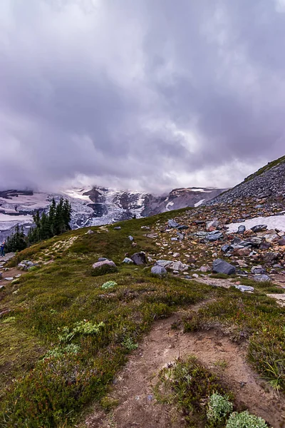 Dağın mount rainier yakınındaki boyunca renkli taşlar — Stok fotoğraf