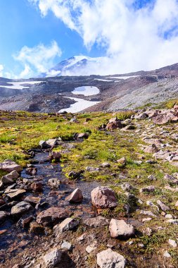 kar eritmek bir dağ manzarası ile akış