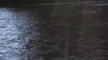 sığ nehir üzerinde kayalık düz taş çalıştıran sığ