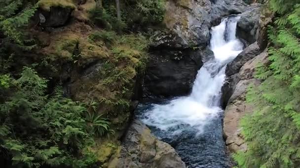 Panning up from lower pools to upper falls — Stock Video