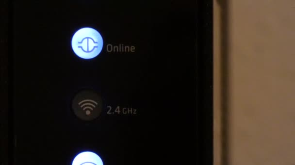 Luzes Piscar Modem Ligado Desligado Durante Página Sinal Que Tenta — Vídeo de Stock