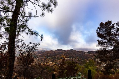 çevreleyen tepeler bakan patikadan ağaçlar ve çalılar