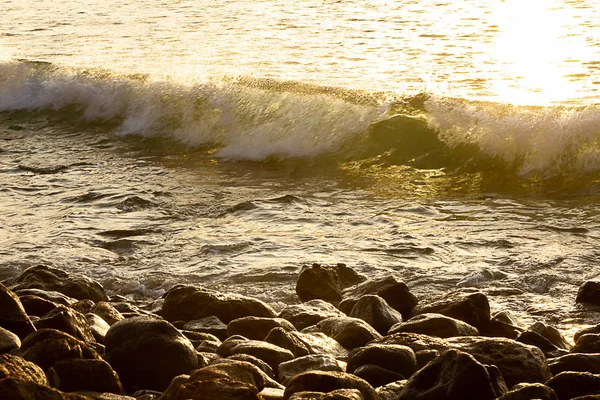 Wellenröhrenrollen und -brechen bei Sonnenaufgang — Stockfoto