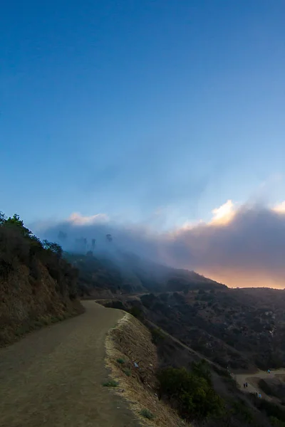 los angeles  hillside hiking trail at dawn