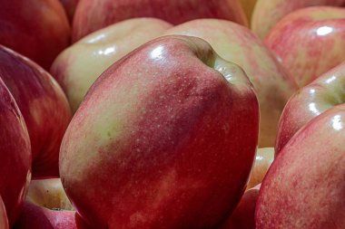 yığılmış elma taze ve pazarda satmak için hazır