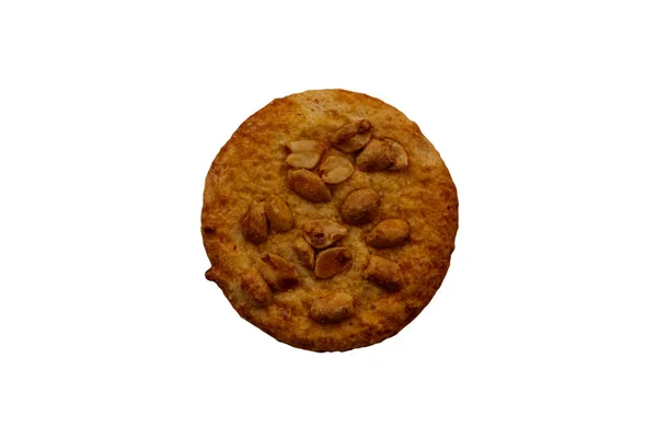 Zoete Cookie Met Pinda Witte Achtergrond Geïsoleerd — Stockfoto