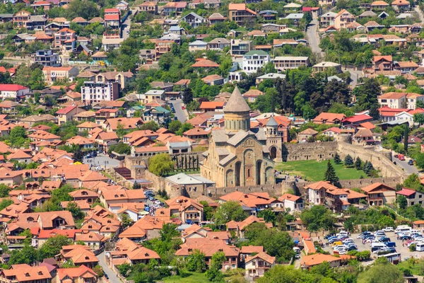 Vista Aérea Sobre Cidade Velha Mtskheta Geórgia — Fotografia de Stock