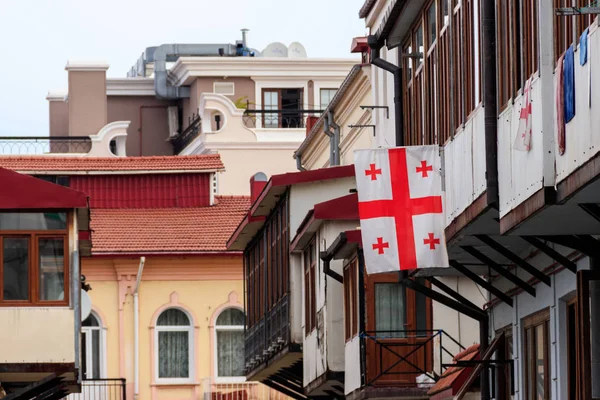 Georgian flag on a building in Batumi, Georgia