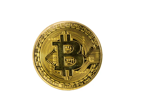 Beyaz arkaplanda izole edilmiş altın bitcoin