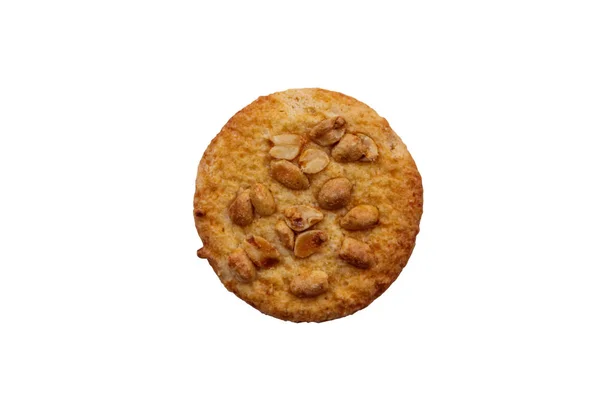 Söta Cookie Med Jordnötter Isolerad Vit Bakgrund — Stockfoto
