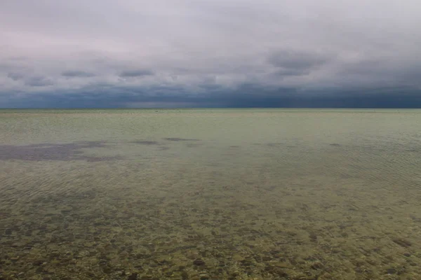 Dramatické Tmavě Zatažené Obloze Nad Azovské Moře — Stock fotografie