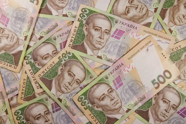 Ukraińskiej Waluty Tło Banknotów Pięćset Hrywna — Zdjęcie stockowe