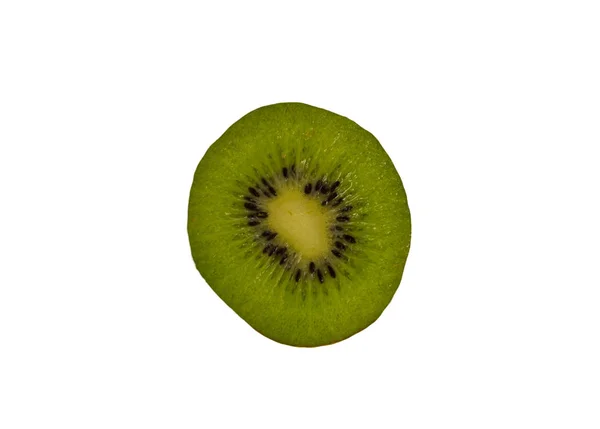 Fetta Kiwi Isolata Fondo Bianco — Foto Stock