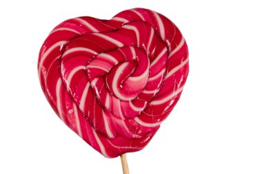 kalp şekilli lolipop beyaz arkaplanda izole