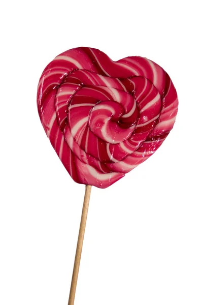 Heart Shaped Lollipop Isolated White Background — Stock Photo, Image