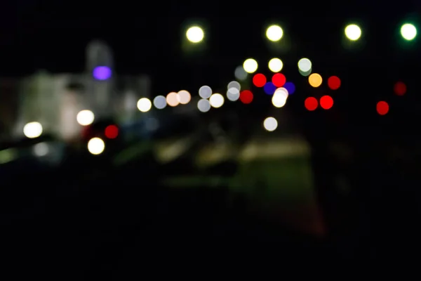 Fondo Abstracto Luces Borrosas Ciudad Con Efecto Bokeh — Foto de Stock