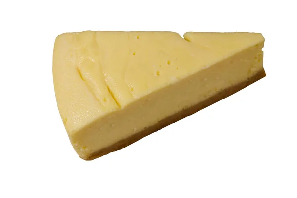 Pedaço Saboroso Cheesecake Nova York Isolado Fundo Branco — Fotografia de Stock