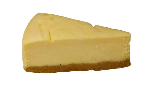 Kus Chutné New York Cheesecake Izolovaných Bílém Pozadí — Stock fotografie