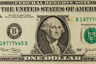 Bir dolarlık banknotun makro çekimi