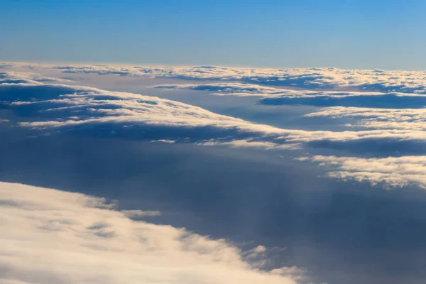 Beaux Nuages Blancs Dans Ciel Bleu Vue Avion — Photo