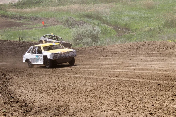 Old Wrecked Cars Stock Race Racing Open Air Dust — Stock Photo, Image