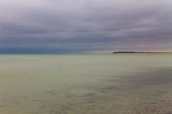 Céu Sombrio Dramático Sobre Mar Azov — Fotografia de Stock