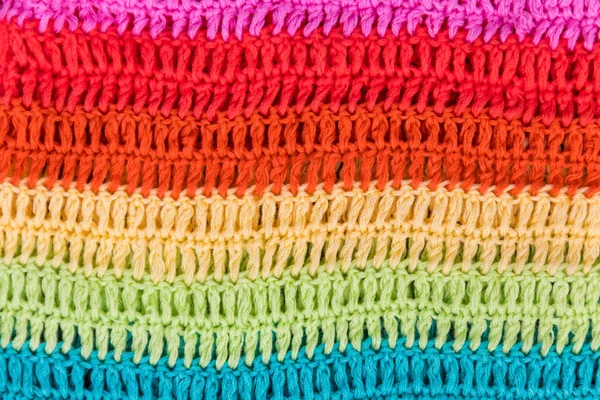 Textura Tejido Rayado Multicolor Ganchillo Para Fondo —  Fotos de Stock