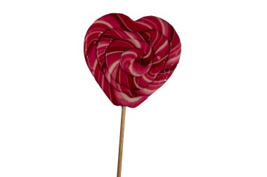 kalp şekilli lolipop beyaz arkaplanda izole