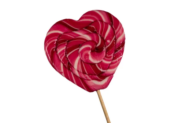 Heart Shaped Lollipop Isolated White Background — Stock Photo, Image