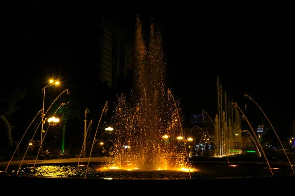 Sång Och Dans Fontäner Batumi Boulevard Natten — Stockfoto