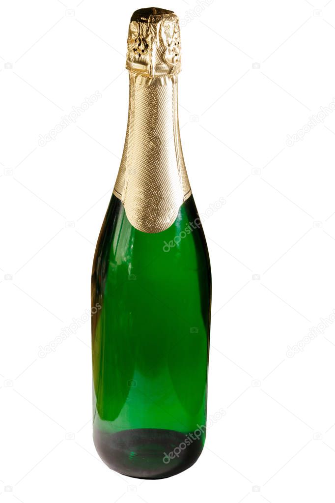 Champagne bottle isolated on white background
