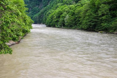 Kafkaslar Dağları 'nda Acharistskali nehrinin görünümü
