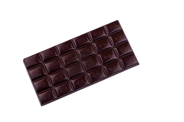 Barra de chocolate negro aislada sobre fondo blanco —  Fotos de Stock