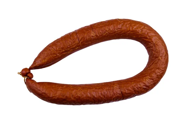 Räucherwurst isoliert auf weißem Hintergrund — Stockfoto