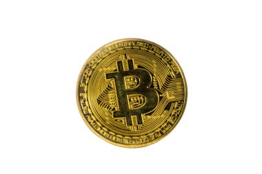 Beyaz arkaplanda izole edilmiş altın bitcoin