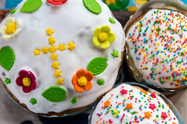 Traditional slavic Easter cake - paska — Stock Photo, Image