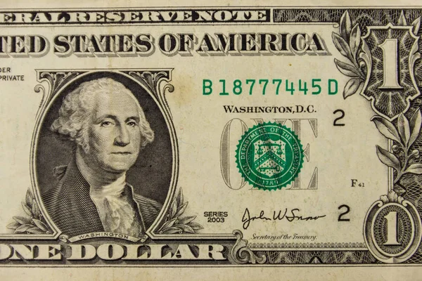 Bir dolarlık banknotun makro çekimi — Stok fotoğraf
