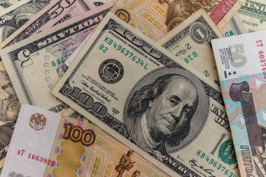 ABD Doları ve Rus ruble arka plan