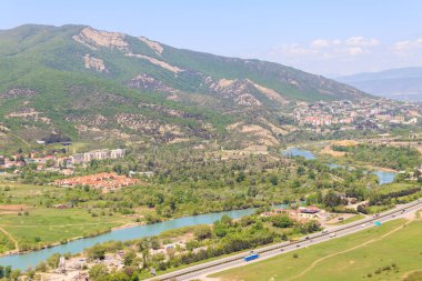 Gürcistan 'ın eski kenti Mtskheta' da hava manzarası