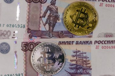 500 Rus ruble faturaları altın ve gümüş Bitcoins 