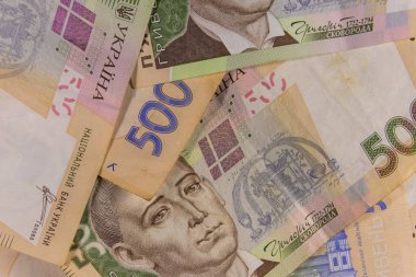 Ukraynalı para. Beş yüz hryvnia banknotların arka plan