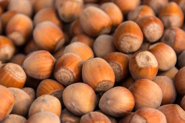 Jídlo pozadí lískové ořechy. Čerstvý ořech detail — Stock fotografie