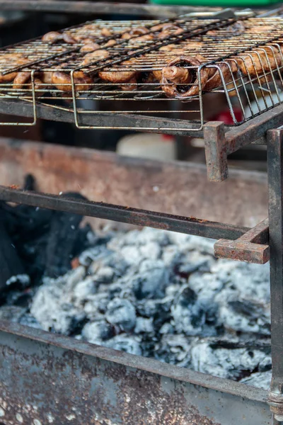 Champignons gomba főzés a grill — Stock Fotó